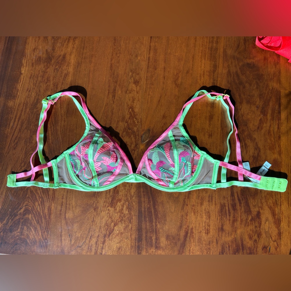 NWOT For Love & Lemons Neon Embroidered Bra - Picture 4 of 4
